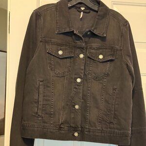 womens free people black denim jacket size M